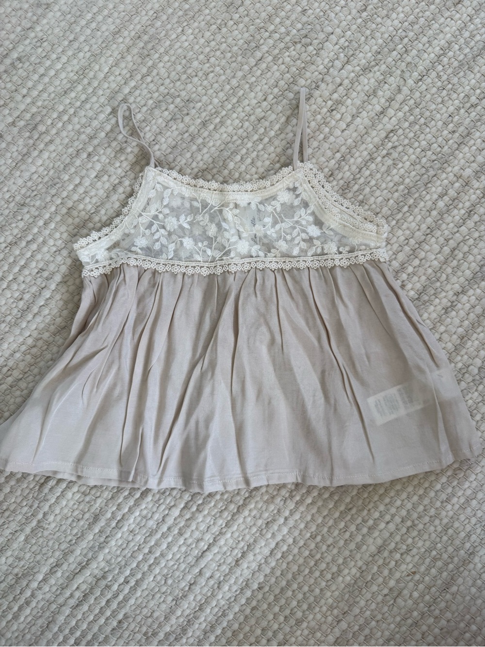 Louisella Lace Trim Spaghetti Top in Light Taupe 3Y